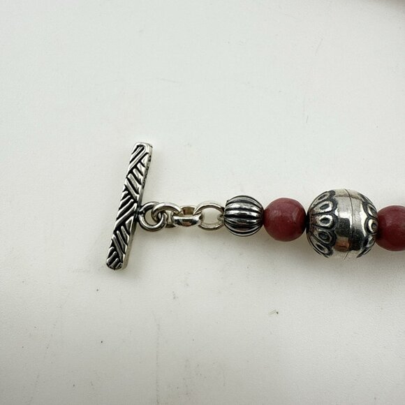 Carolyn Pollack Bracelet Sterling Silver Pink Rhodonite Beaded 925 Southwest - Picture 8 of 10